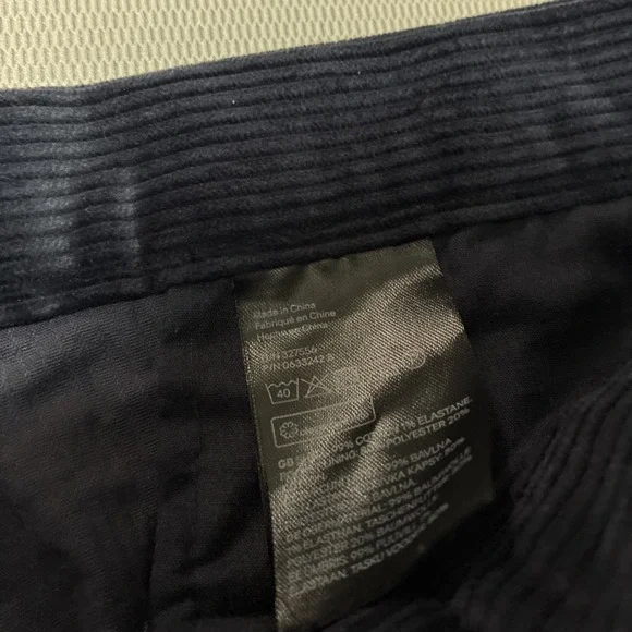 H&M Reg Fit Men's Dark Blue Corduroy Pants Size 32R - Picture 4 of 5